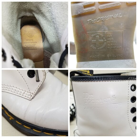 Doc Dr Marten UK5 White Chunky Boots Lace Up Lug Sole MIE High Tops US7 - Picture 5 of 13